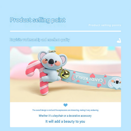 Lollipop  Koala PVC Keychain - Cute 3D Cartoon Koala Figure , Soft Rubber Bag Charm and Car Key Ring Accessory, Lightweight Collectible Gift for Kids and Teens