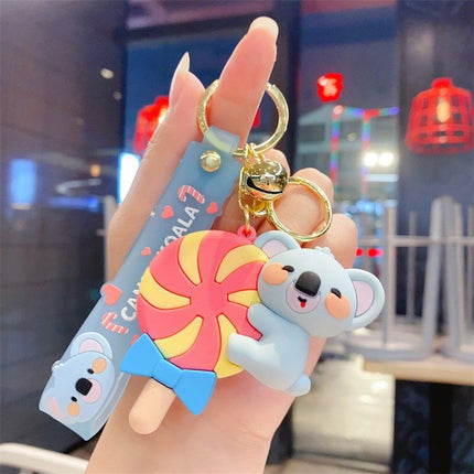 Lollipop  Koala PVC Keychain - Cute 3D Cartoon Koala Figure , Soft Rubber Bag Charm and Car Key Ring Accessory, Lightweight Collectible Gift for Kids and Teens