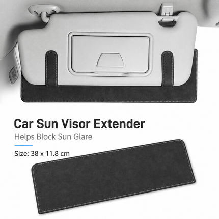 Dark gray Car Sun Visor Extension Panel 38cm x 11.8cm - Glare Reduction, Easy Clip-On Installation, Universal Fit for Cars and SUVs
