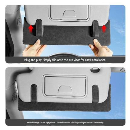 Beige Car Sun Visor Extension Panel 38cm x 11.8cm - Glare Reduction, Easy Clip-On Installation, Universal Fit for Cars and SUVs