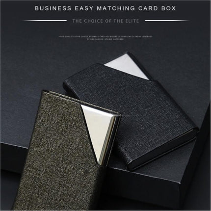 Red Stainless Steel and PU Leather Business Card Holder -  95mm x 63mm - Magnetic Flip Cover, Velvet Lining, Professional Office Accessory
