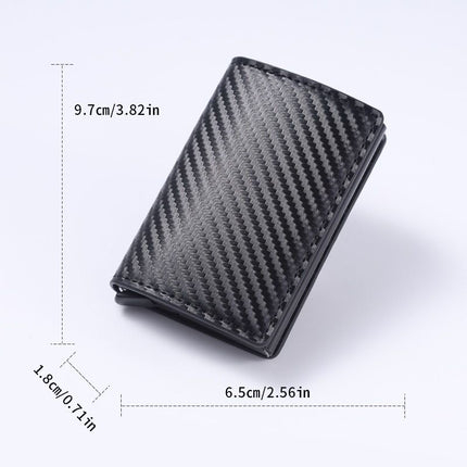 Pink Carbon Fiber texture RFID Wallet - Automatic Pop-Up Card Holder with Aluminium Frame - Slim Minimalist Design for Men, Travel and Daily Use