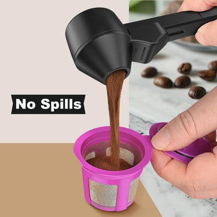 1 pcs Black Sliding Coffee Scoop  - Long Handle Plastic Measuring Spoon for Ground Coffee and Tea Leaves and Pepper and Protein Powder - Storage Design for Kitchen Organisation