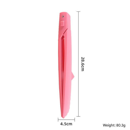Pink Foldable Nylon Kitchen Tongs - Self-Standing Design with Serrated Grip and Locking Clip - Heat Resistant Food Serving Tool for BBQ, Pasta, Salad and Baking