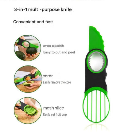 3 in 1 Avocado Slicer and Pitter - ABS Fruit Cutter for Cutting, Pitting and Slicing Avocado and Kiwifruit, Multi Purpose Kitchen Prep Tool