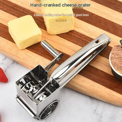 9-10 hole planer grater Stainless Steel Hand Crank Cheese Grater - Rotary Drum Shredder for Cheese, Chocolate and Butter - Ergonomic Handle Kitchen Gadget for Home Cooking and Baking