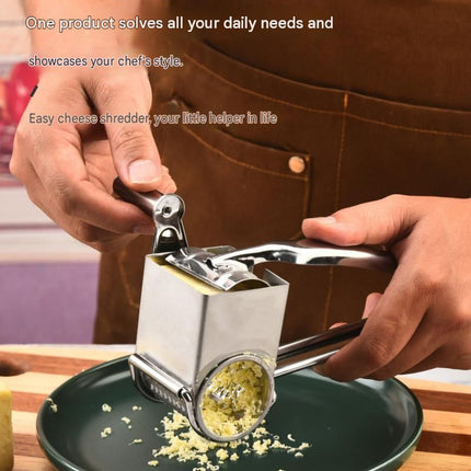 3-4 hole grater planer Stainless Steel Hand Crank Cheese Grater - Rotary Drum Shredder for Cheese, Chocolate and Butter - Ergonomic Handle Kitchen Gadget for Home Cooking and Baking