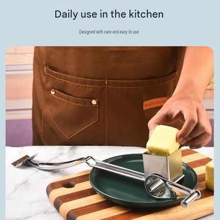 5-6 hole grater planer Stainless Steel Hand Crank Cheese Grater - Rotary Drum Shredder for Cheese, Chocolate and Butter - Ergonomic Handle Kitchen Gadget for Home Cooking and Baking