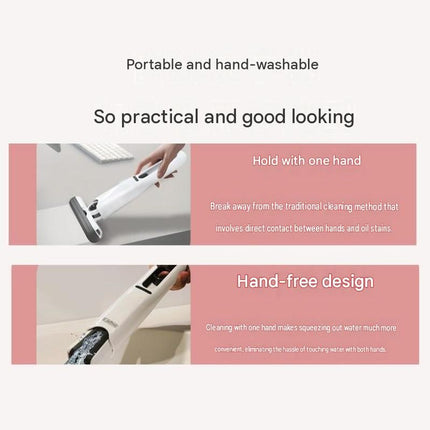 Mini Handheld Foldable Mop WIth ABS Handle and 2 Sponge Head- Hand-Free Squeeze Design -   Compact Desktop Cleaner for Kitchen and Bathroom