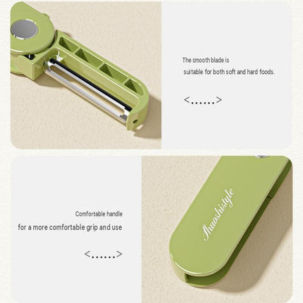 Home Fruit & Vegetable Peeling and Slicing Prep Set-White Folding Peeler and Red Fruit Slicer - Portable Stainless Steel Kitchen Tools for Camping, Home Use, and Travel
