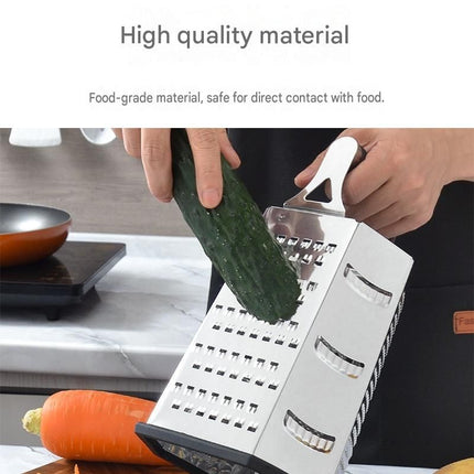 Multifunctional Six-Sided Box Vertical grater- TPR-sleeved handle - Stainless Steel Kitchen Tool with Non-Slip Base  for Vegetables, Cheese, and Potatoes