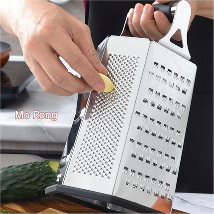Multifunctional Six-Sided Box Vertical grater- Stainless steel flat handle - Stainless Steel Kitchen Tool with Non-Slip Base  for Vegetables, Cheese, and Potatoes