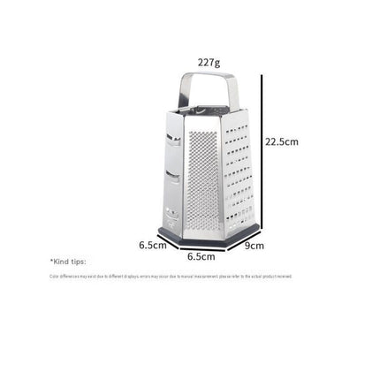 Multifunctional Six-Sided Box Vertical grater- Stainless steel flat handle - Stainless Steel Kitchen Tool with Non-Slip Base  for Vegetables, Cheese, and Potatoes