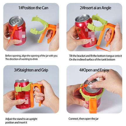 Purple Soda Can Lid and Handle Holder Set - Anti-Overflow Plastic Cover with Straw and Suction Cup Grip for 12oz Cans, Portable Drink Accessory for Parties and Travel