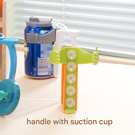 Purple Soda Can Holder with Handle and Suction Cups - Portable Plastic Stand for 12oz Cans, Anti-Slip Grip for Parties, Camping, and Home Use