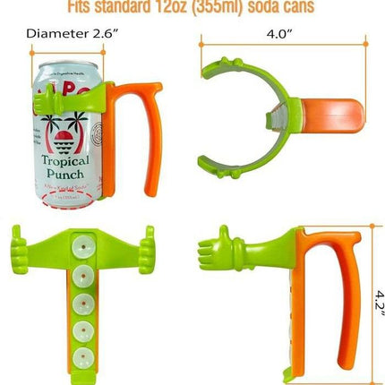Purple Soda Can Holder with Handle and Suction Cups - Portable Plastic Stand for 12oz Cans, Anti-Slip Grip for Parties, Camping, and Home Use
