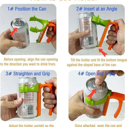 Blue Soda Can Holder with Handle and Suction Cups - Portable Plastic Stand for 12oz Cans, Anti-Slip Grip for Parties, Camping, and Home Use
