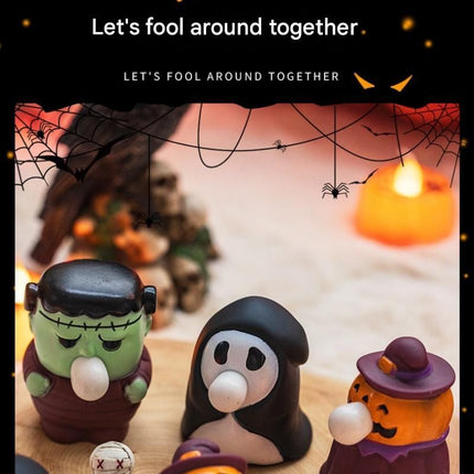 Halloween Squeeze Bubble Toy（Ghost）  - PVC Squishy Figures with Pop-Up Bubble, Cute Stress Relief Decor for  Party Favors and Desk Display