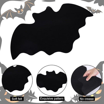 5-pieces 43*25cm Halloween bat-shaped mat - Felt Non-Slip Heat Resistant Table Mat for Party Dining and Gothic Home Deco