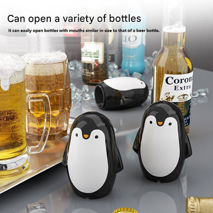 1 pcs Penguin-shaped design Bottle Opener - Stainless Steel and Plastic Magnetic Beer Opener with Cap Catcher, Compact Portable Beverage Access Tool for Home Bar, Parties, Camping and Gifts