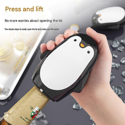 1 pcs Penguin-shaped design Bottle Opener - Stainless Steel and Plastic Magnetic Beer Opener with Cap Catcher, Compact Portable Beverage Access Tool for Home Bar, Parties, Camping and Gifts