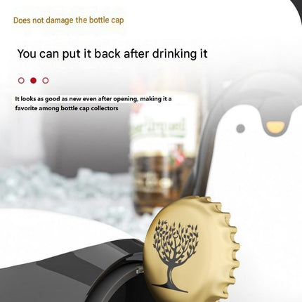 2 pcs Penguin-shaped design Bottle Opener - Stainless Steel and Plastic Magnetic Beer Opener with Cap Catcher, Compact Portable Beverage Access Tool for Home Bar, Parties, Camping and Gifts