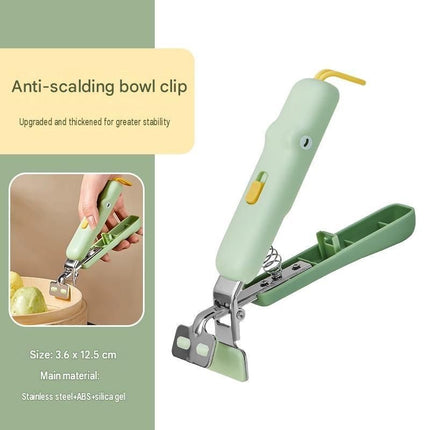 Anti-Scald Bowl Lifter - Silicone Grip, Stainless Steel Clamp, Locking Storage - Safe Hot Dish Removal for Steamer and Rice Cooker