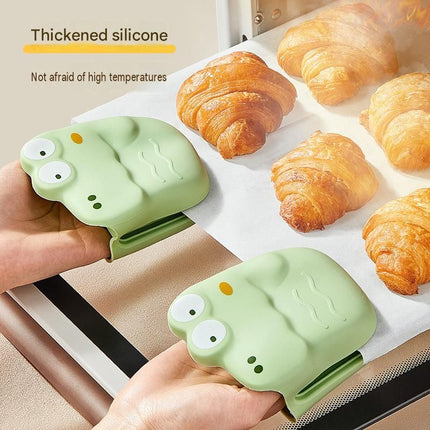 Silicone Heat Resistant Oven Mitts - Cute Crocodile Design Non-Slip Grip for Baking Steaming Microwave - Safe Hot Dish Handling Kitchen Tool