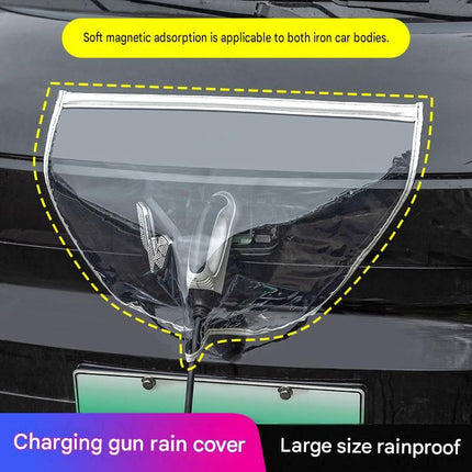 Black Magnetic EV Charging Port Rain Cover - Waterproof PVC Shield with Soft Magnetic Strip for Outdoor Charging Protection, Universal Fit for Electric Vehicles, Dust and Weather Resistant