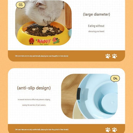 Yellow and Green Elevated Pet Food Bowl - Stainless Steel Insert, Non-Slip Base, Wide Mouth Design, Ergonomic Neck Protection for Cats and Small Dogs