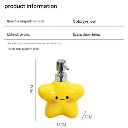Star Electric Toothbrush Holder and Ceramic Lotion Bottle Set - Yellow Plastic Toothbrush Organizer with Dual Slots, 400ml Ceramic Pump Dispenser for Bathroom Countertop, Space Saving Home Decor