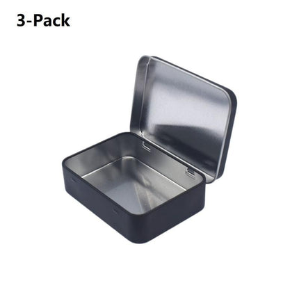 3-Pack Black Portable Metal Storage Box for Cotton Swabs and Coins – Compact and Portable (95x70mm), Durable Storage Accessory