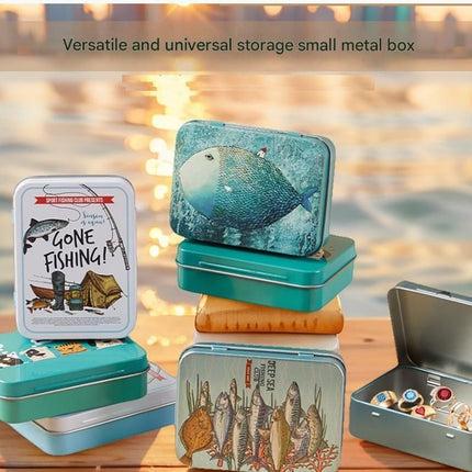 3-Pack Deep-sea fish patterns Portable Metal Storage Box for Cotton Swabs and Coins – Compact and Portable (95x70mm), Durable Storage Accessory