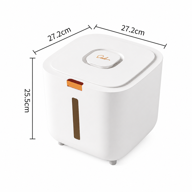Large Size [Approx. 12-15 catties of cat/dog food] Sealed Rice Storage Container with Push-Button Lid - Moisture and Insect Proof Design, Transparent Level Window, Airtight Silicone Seal for Kitchen Pantry Organisation