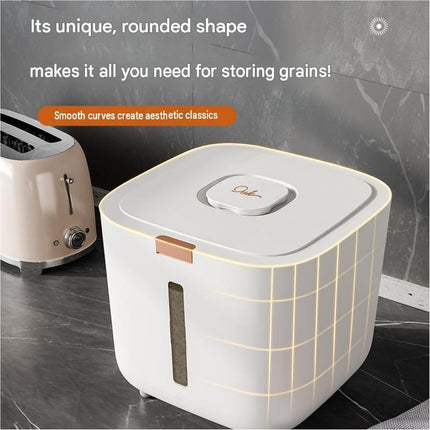 Large Size [Approx. 12-15 catties of cat/dog food] Sealed Rice Storage Container with Push-Button Lid - Moisture and Insect Proof Design, Transparent Level Window, Airtight Silicone Seal for Kitchen Pantry Organisation