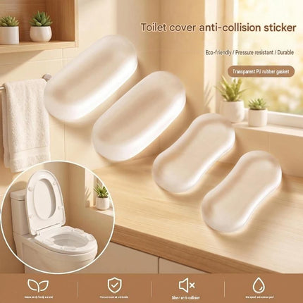 Small size 6 pack Toilet Seat Bumpers Transparent PU Gel Pads - Anti-Slip Shock Absorbing Cushions, Silent Close Protection, Easy Install Bathroom Hardware