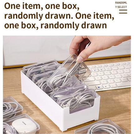White Storage Box Set（Small storage box + 3 small inner boxes） - Transparent Flip-Lid Compartments, Multi-Use Organiser for Chargers, Earbuds, Cards and Jewellery