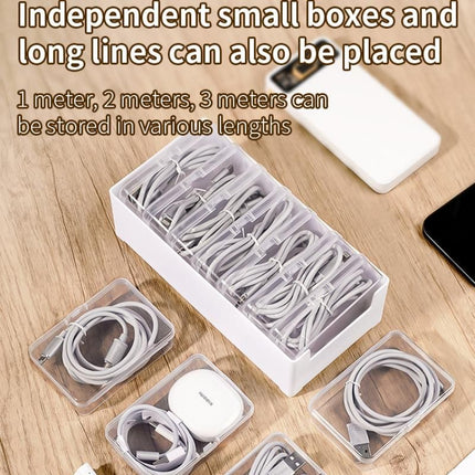 White Storage Box Set（Extra-large storage box + 22 small boxes） - Transparent Flip-Lid Compartments, Multi-Use Organiser for Chargers, Earbuds, Cards and Jewellery