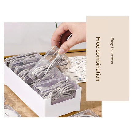 White Storage Box Set（Extra-large storage box + 22 small boxes） - Transparent Flip-Lid Compartments, Multi-Use Organiser for Chargers, Earbuds, Cards and Jewellery