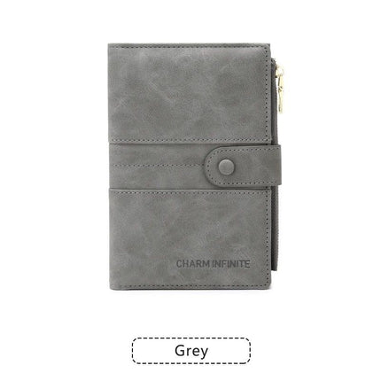 Grey RFID-Protected Travel Passport Wallet - Slim Multi-Compartment Organiser for Cards, ID, SIM & Documents, PU Leather Finish