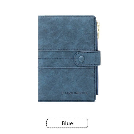 Blue RFID-Protected Travel Passport Wallet - Slim Multi-Compartment Organiser for Cards, ID, SIM & Documents, PU Leather Finish