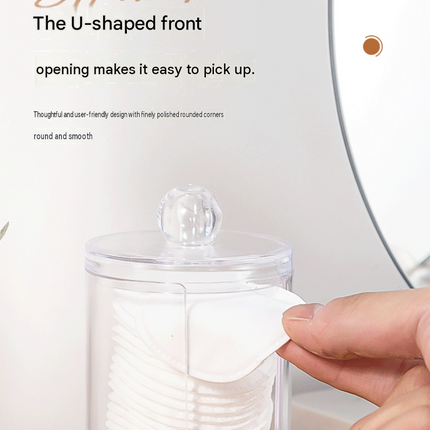 Transparent Cosmetic Storage Canister（Transparent round cup） – Stackable PS Organisers for Cotton Buds, Makeup Pads, Powder Puffs & Dental Floss