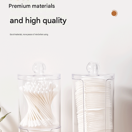 Transparent Cosmetic Storage Canister（Transparent round cup） – Stackable PS Organisers for Cotton Buds, Makeup Pads, Powder Puffs & Dental Floss