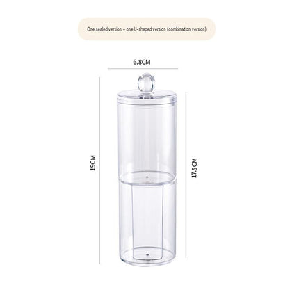 Transparent Cosmetic Storage Canister Set（Transparent combination round cup + U-shaped） – Stackable PS Organisers for Cotton Buds, Makeup Pads, Powder Puffs & Dental Floss