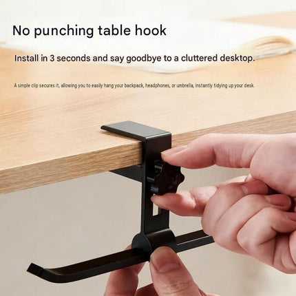2 pack White Aluminium Desk Edge Hook - Adjustable Clamp-On Bag Hanger For School And Office - Space Saving Storage Solution