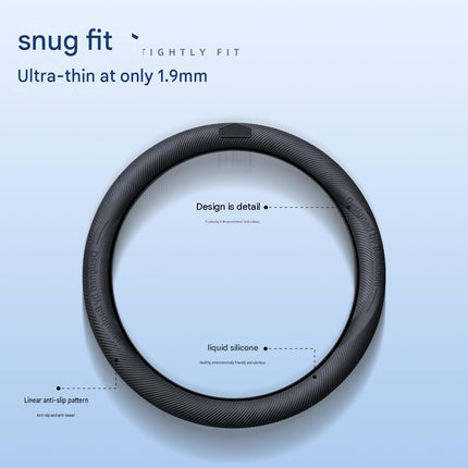 Black Liquid Silicone Steering Wheel Cover - Ultra-Thin Non-Slip Sweat-Resistant Car Wheel Protector For O Type And D Type Wheels