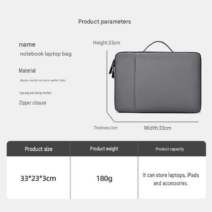 Black 180 Degree Open Laptop Sleeve - Water Resistant Oxford Fabric - Shock Absorbing Padded Protection, Multi Compartment Organizer for 13.3 Inch MacBook and Huawei Laptops