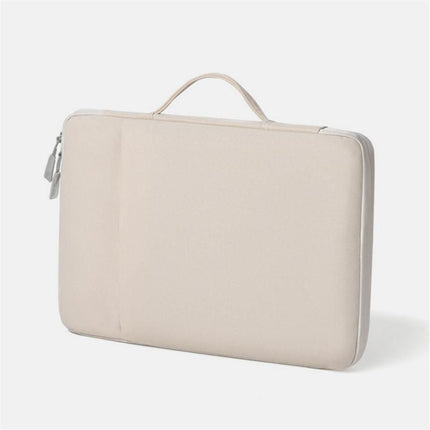 Beige 180 Degree Open Laptop Sleeve - Water Resistant Oxford Fabric - Shock Absorbing Padded Protection, Multi Compartment Organizer for 13.3 Inch MacBook and Huawei Laptops
