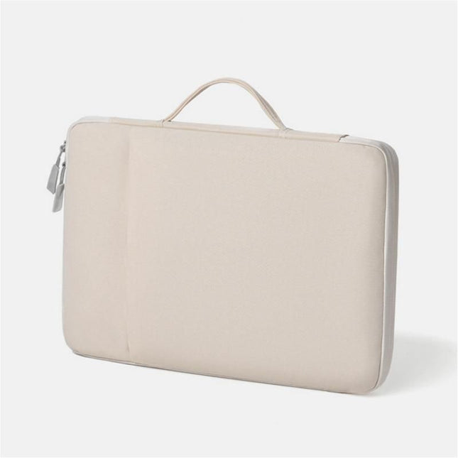 Beige 180 Degree Open Laptop Sleeve - Water Resistant Oxford Fabric - Shock Absorbing Padded Protection, Multi Compartment Organizer for 13.3 Inch MacBook and Huawei Laptops