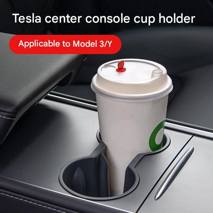 Grey Car Cup Holder Insert - TPE Material, Non-Slip Dual Slot Stabiliser for Center Console, Easy Clean Car Accessory